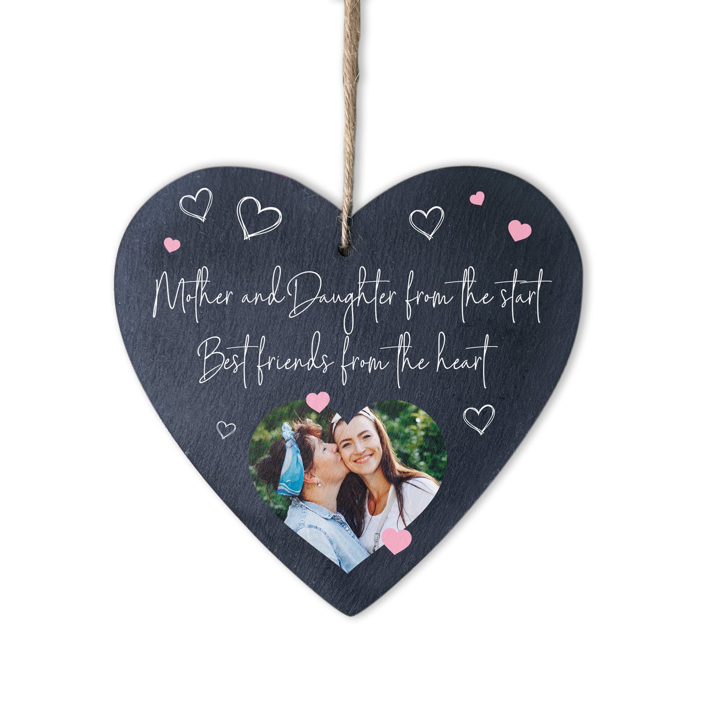 Personalised Mother & Daughter/Son Best Friends Photo Slate Hanging Heart