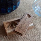 Personalised Wooden Ring Box for Wedding Day Engraved Sliding Lid