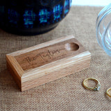 Personalised Wooden Ring Box for Wedding Day Engraved Sliding Lid