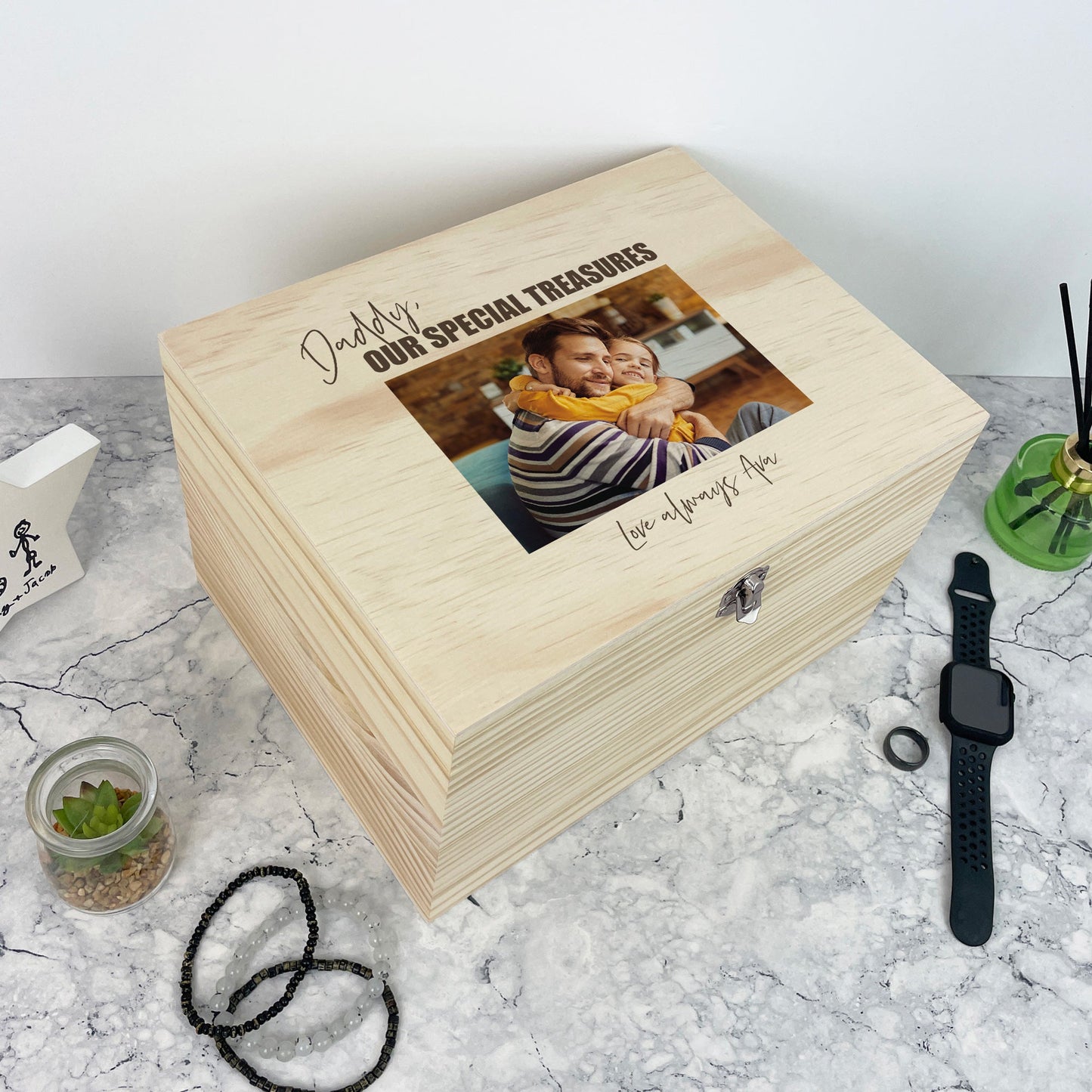 Personalised Our Special Treasures Pine Photo Memory Box - 5 Sizes