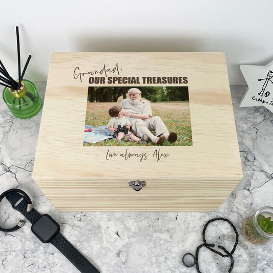 Personalised Our Special Treasures Pine Photo Memory Box - 5 Sizes