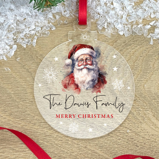 Personalised Any Message Traditional Santa Acrylic Hanging Decoration - Various Shapes