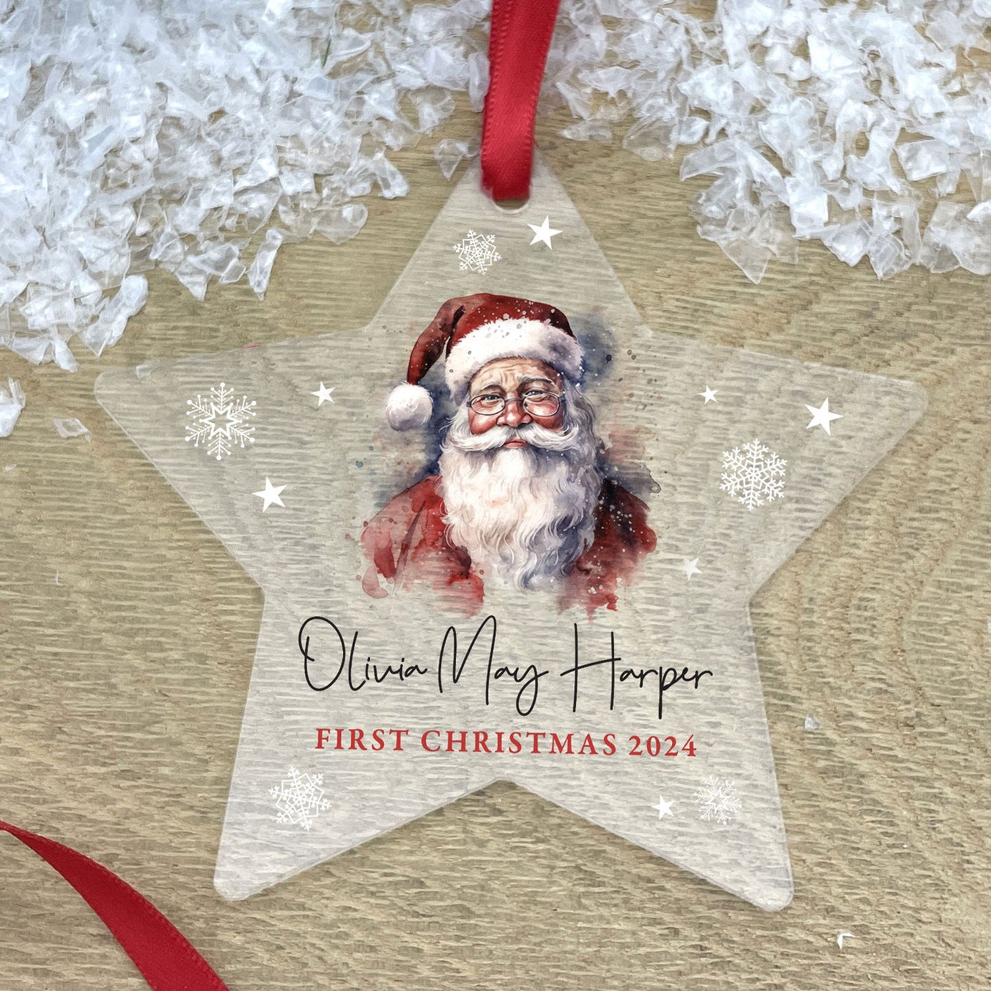 Personalised Any Message Traditional Santa Acrylic Hanging Decoration - Various Shapes