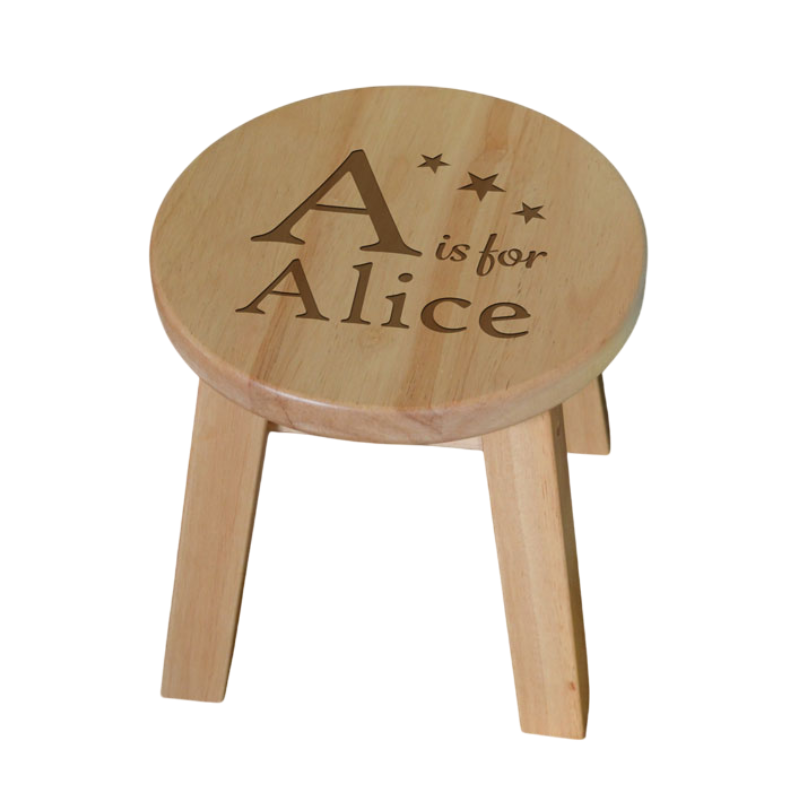 Personalised Toddler Stool Solid Wood Alphabet Design