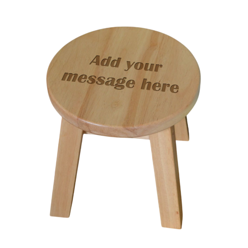 Personalise Child's Stool Wooden with Engraved Message