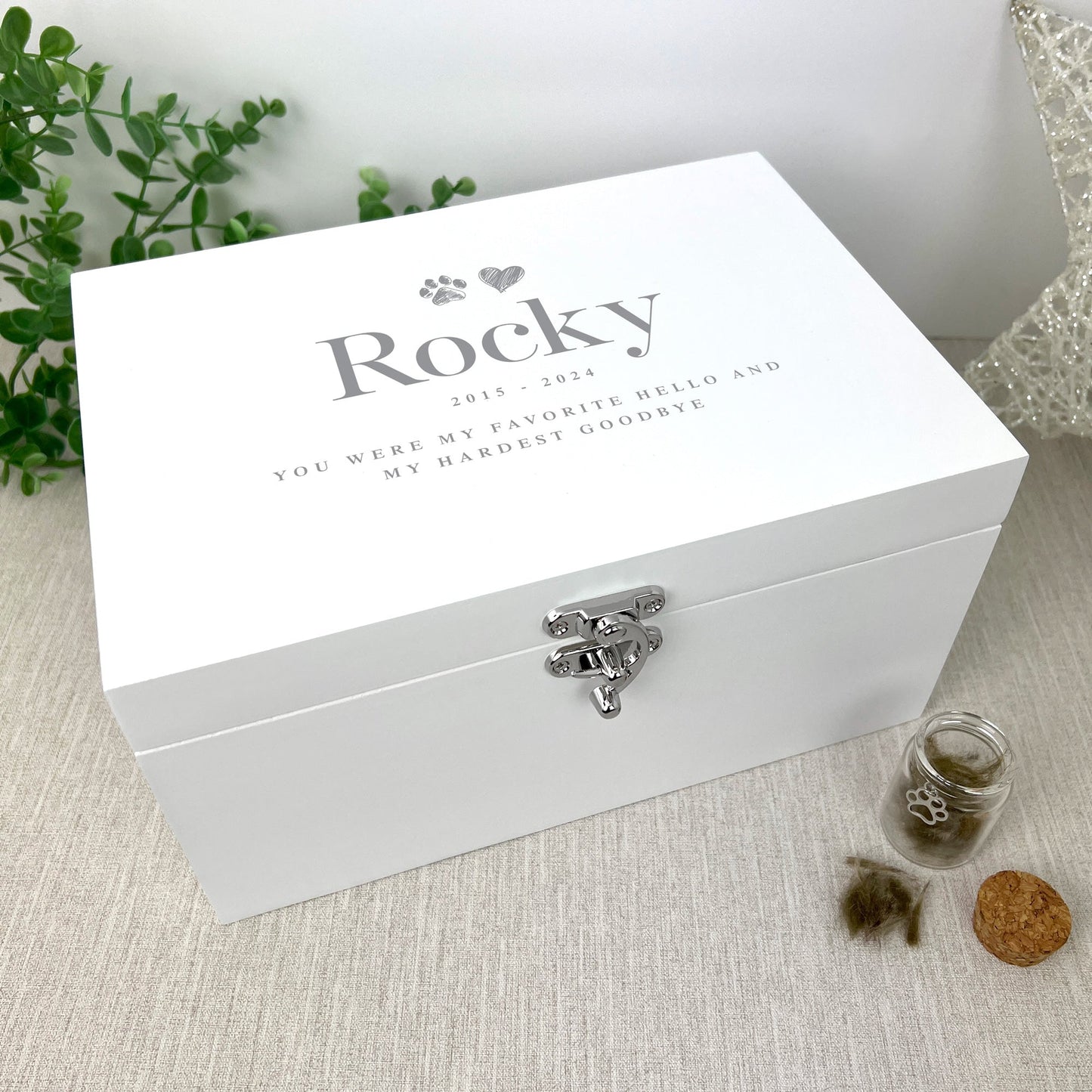 Personalised Sketch Pet Memorial White Wooden Keepsake Box - 3 Sizes