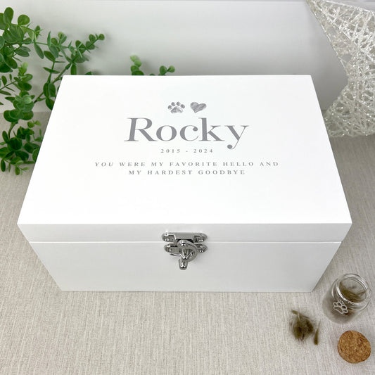 Personalised Sketch Pet Memorial White Wooden Keepsake Box - 3 Sizes