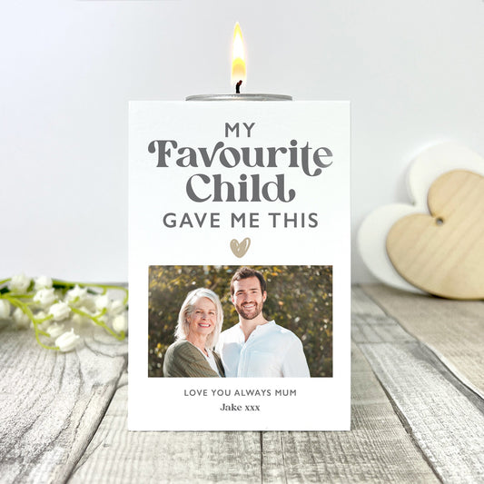 Personalised My Favourite Child Gave Me This White Tea Light Holder