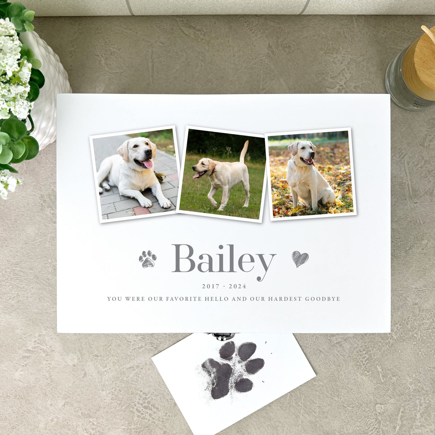 Personalised Three Photo Pet Memorial White Wooden Keepsake Box - 3 Sizes