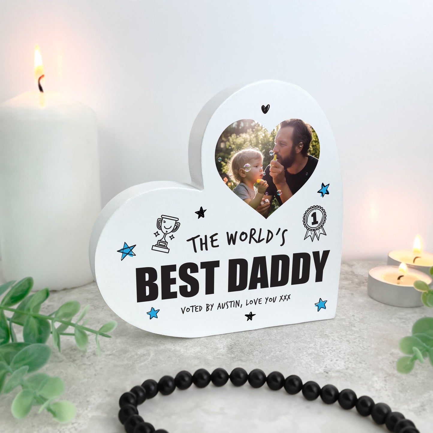 Personalised The World's Best Dad White Freestanding Heart