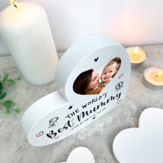 Personalised The World's Best Mum White Freestanding Heart