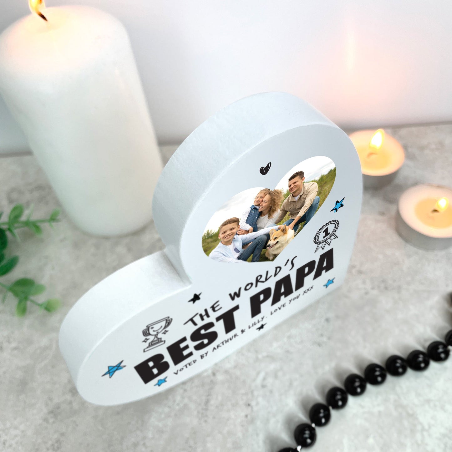 Personalised The World's Best Dad White Freestanding Heart