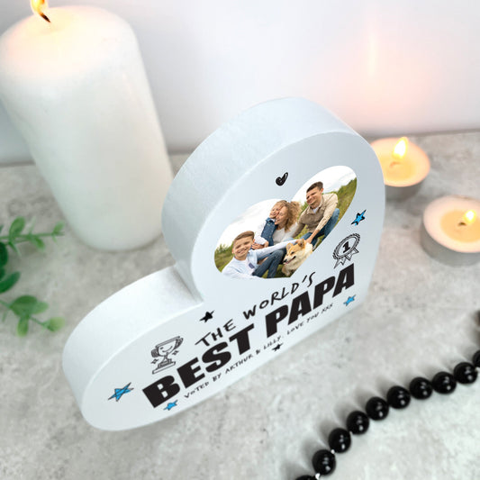 Personalised The World's Best Dad White Freestanding Heart