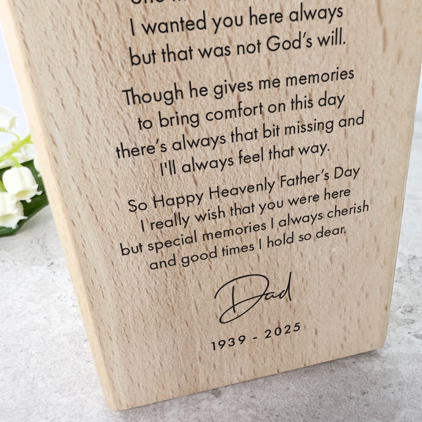 Personalised Happy Heavenly Father's Day Wooden Tea Light Holder - 2 Sizes