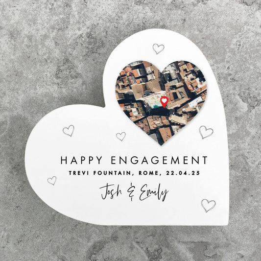 Personalised Heart Map Location White Freestanding Heart