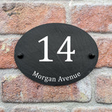 Personalised Oval Slate House Sign - Custom House Number and Street Name