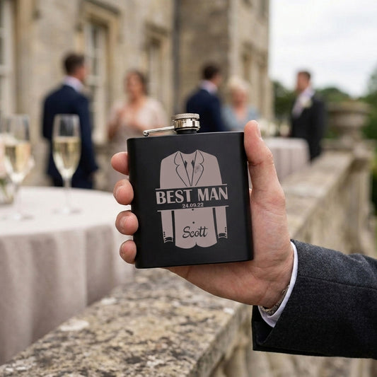 Personalised Engraved Wedding Shirt & Jacket Special Occasion Hip Flask 6oz