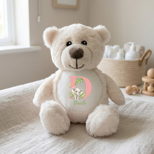 Personalised Animal Alphabet Plush Teddy Bear 25cm | New Baby, Christening & 1st Birthday Gift