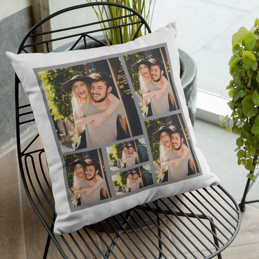 Personalised Photo Cushion Grey 6 Photos Collage Cushion Always Personal