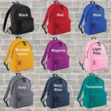Personalised children's rucksack available in 9 colours
