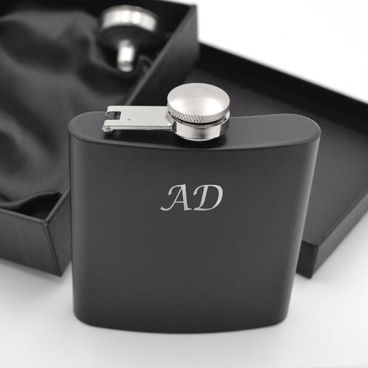 Personalised Engraved Black Metal Hip Flask 6oz Hip Flask Always Personal