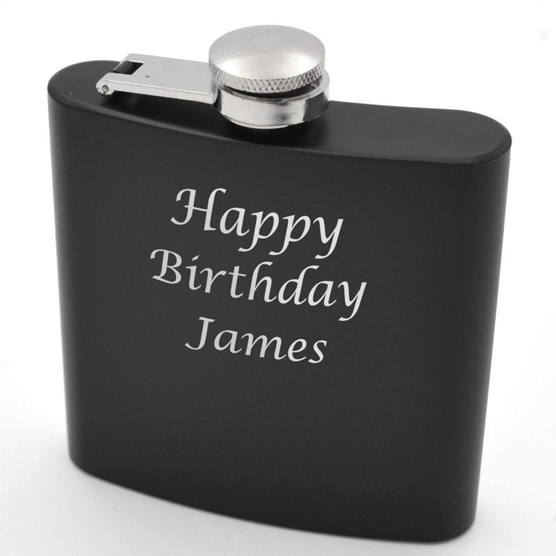 Personalised Engraved Black Metal Hip Flask 6oz Hip Flask Always Personal