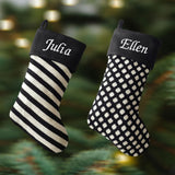 Luxury Deluxe Personalised Embroidered Black & White Christmas Stocking