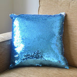 Blue personalised sequin cushion