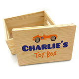 Personalised Toy Box Car Design Wooden Lift off Lid Full Colour Print