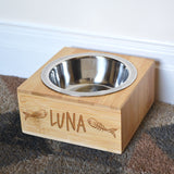 Personalised Cat Bowl Bamboo Metal Single or Double