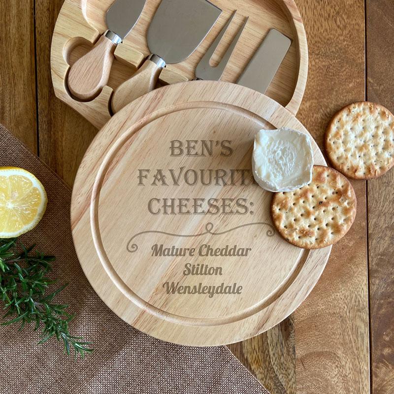 Personalised Favourite Cheeses Cheese Board and Knife Set Chopping Board Always Personal 