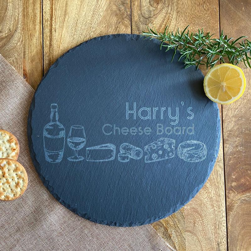 Personalised Engraved Round Slate Cheese Serving Board Chopping Board Always Personal 