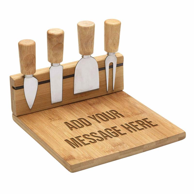 Personalised Engraved Bamboo Cheese Board Magnetic Knife Set Chopping Board Always Personal 