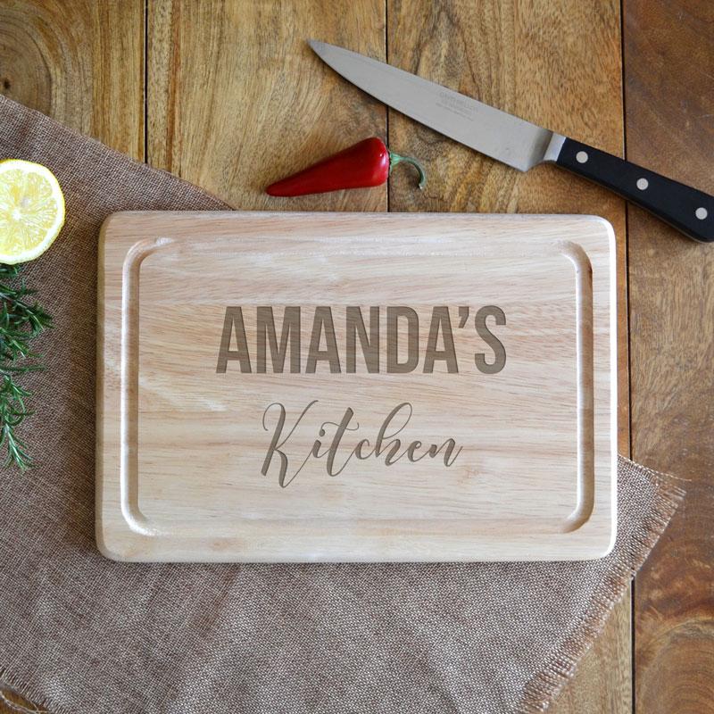 rectangle wooden chopping board with personalised engraving
