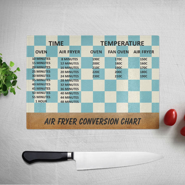 Air Fryer Conversion Chart Glass Chopping Board Worktop Saver Always