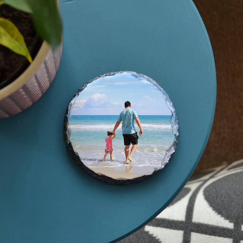 Personalised Round Slate Photo Coaster Coaster Always Personal