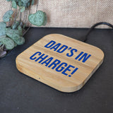 Personalised Bamboo Wireless Phone Charging Pad Full Colour Text 5W