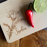 Personalised Engraved Wooden Chopping Board with Flower Pattern Chopping Board Always Personal 