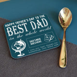 Personalised Father's Day Blue Drinks Coaster Hardboard Cork or Glass Coaster Always Personal 