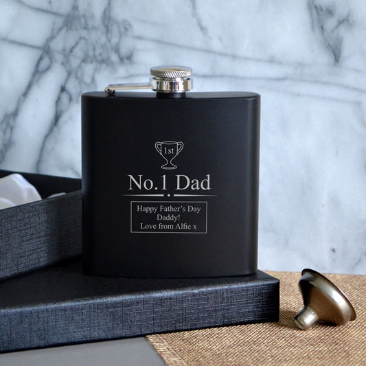 Personalised Engraved Best Dad Hip Flask 6oz Father's Day