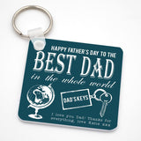Personalised Father's Day Blue Typography Square Plastic Keyring Keyrings Always Personal 
