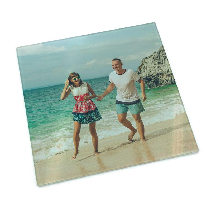 Square glass chopping board personalised