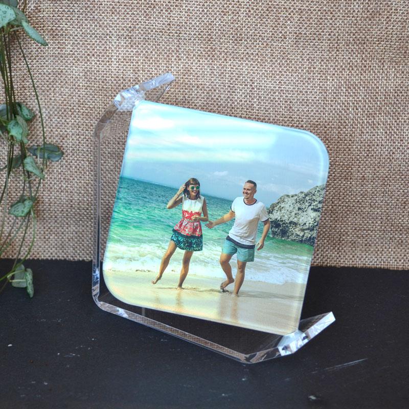 Personalised Glass Photo Swivel Display Small or Large Photo Frame Always Personal 