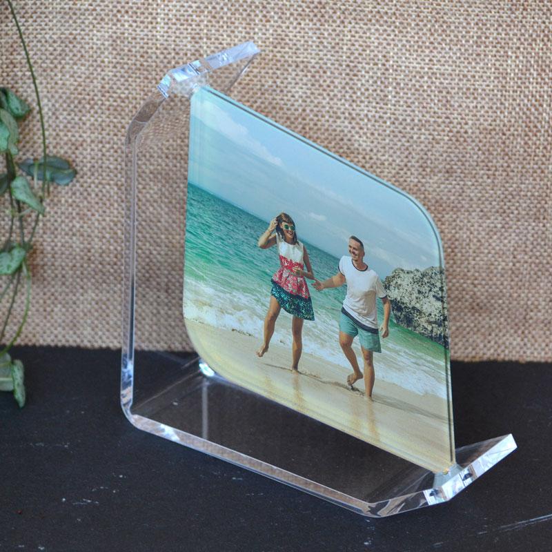 Personalised Glass Photo Swivel Display Small or Large Photo Frame Always Personal 