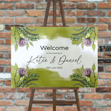Personalised Floral Wedding Sign Acrylic Green