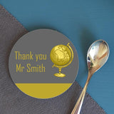 Personalised "Thank You" Round Coaster in Yellow and Grey Coaster Always Personal 