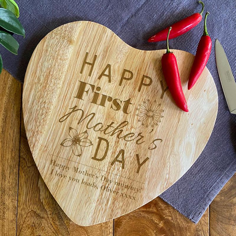 Personalised First Mother's Day Chopping Board Wooden Heart Chopping Board Always Personal 