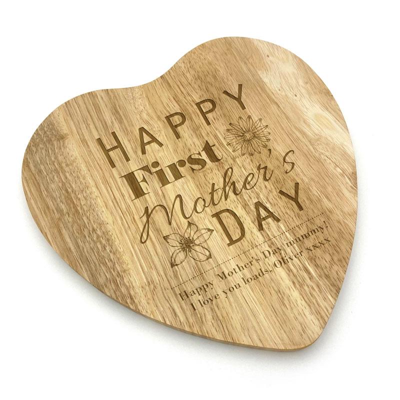 Personalised First Mother's Day Chopping Board Wooden Heart Chopping Board Always Personal 