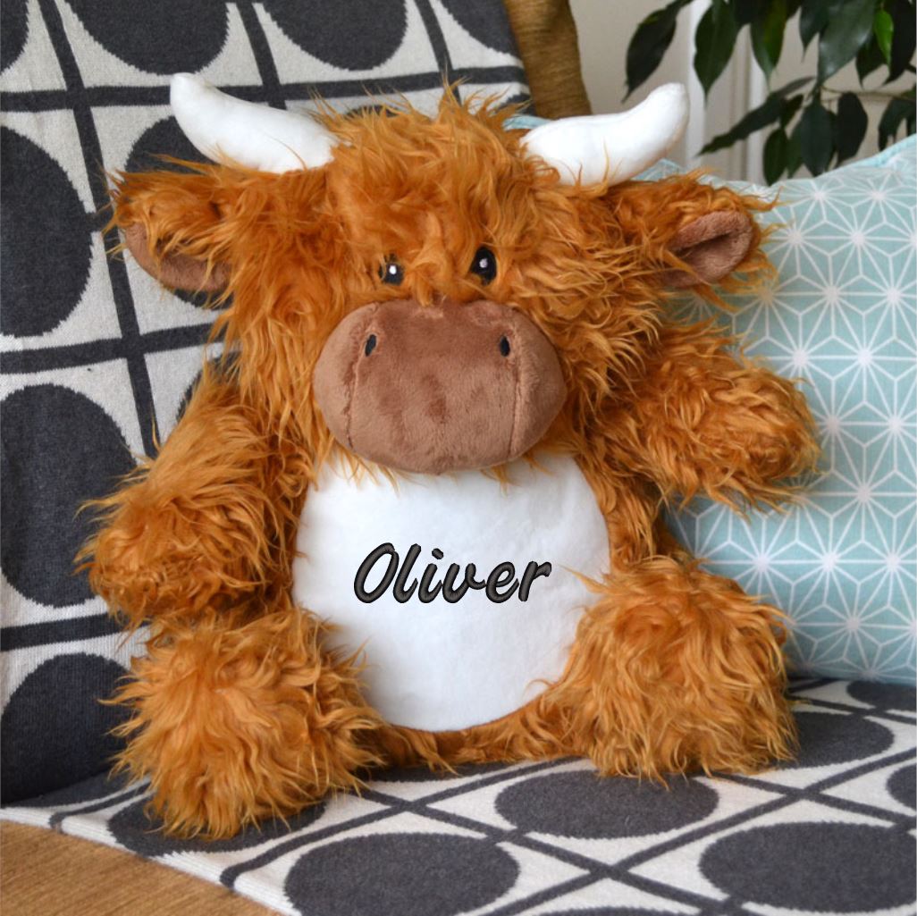Personalised Embroidered Name Highland Cow Teddy Bear Teddy Bear Always Personal 