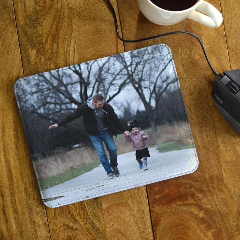 Personalised Photo Mousemat in Leather Look Material Mousemat Always Personal 